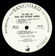 VSD-21 - Best of Mimi & Richard Farina, white label promo